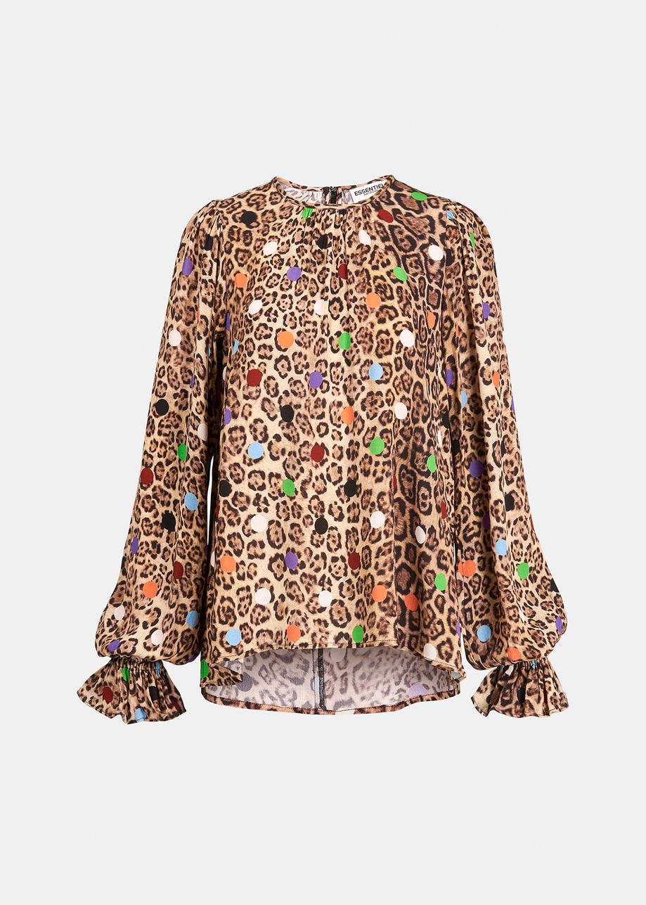 Essentiel Antwerp Zover Leopard Print Top - Cocaranti