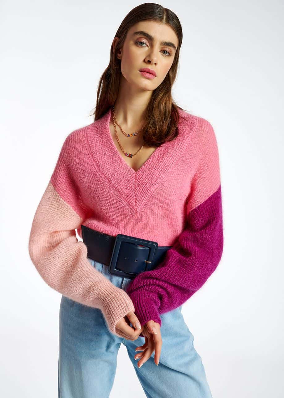 Essentiel Antwerp Bromatic 3 Colour Sweater Combo 1 Pink - Cocaranti